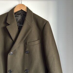 Club Monaco Men’s Double Breasted Topcoat in Olive Twill - Size 40 / Medium
